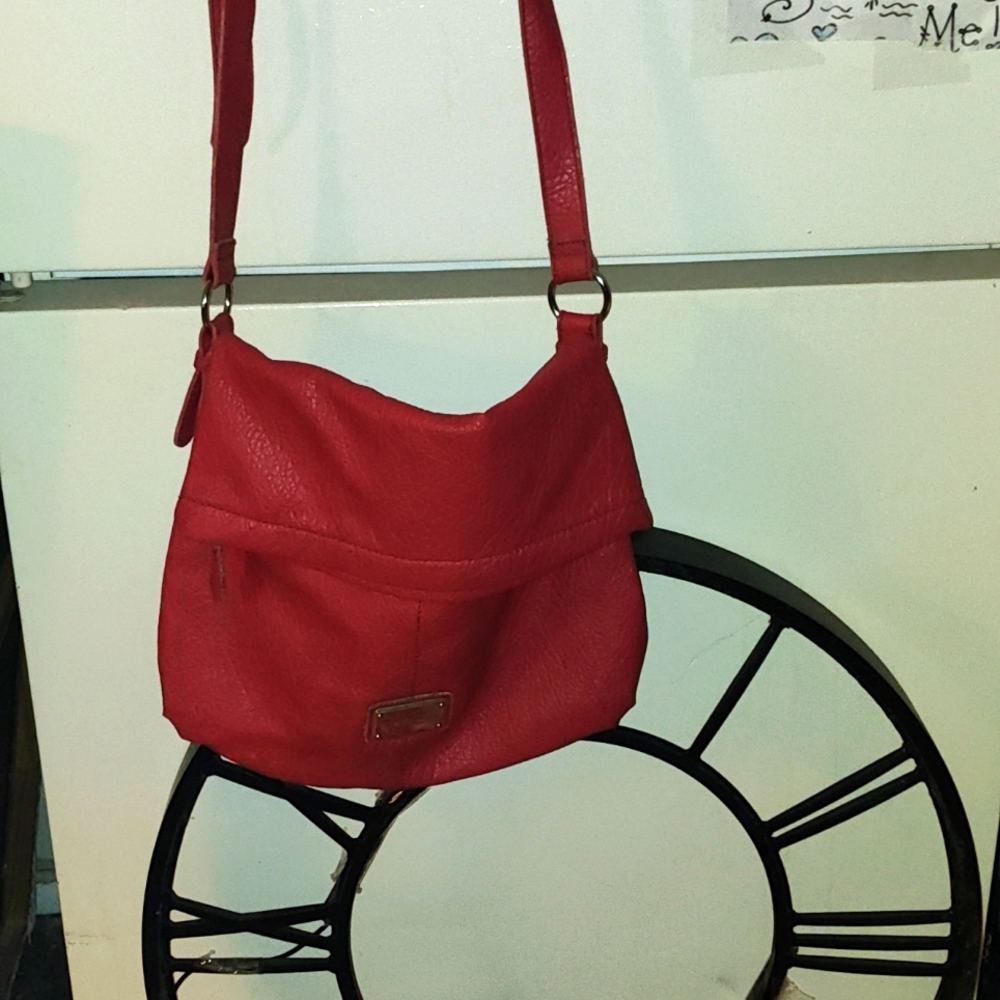Nine West red faux leather messenger crossbody bag
